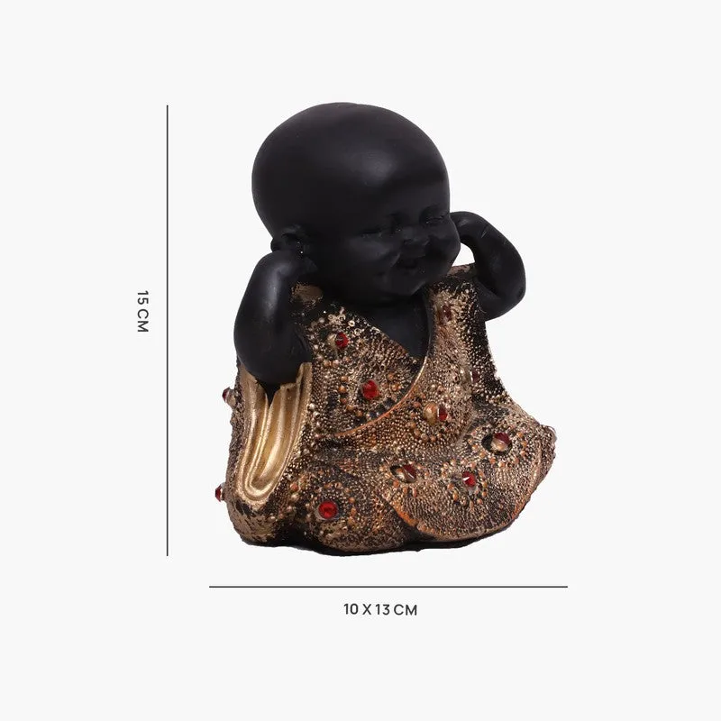 Awakening Laughing Buddha Showpiece - Black media 6