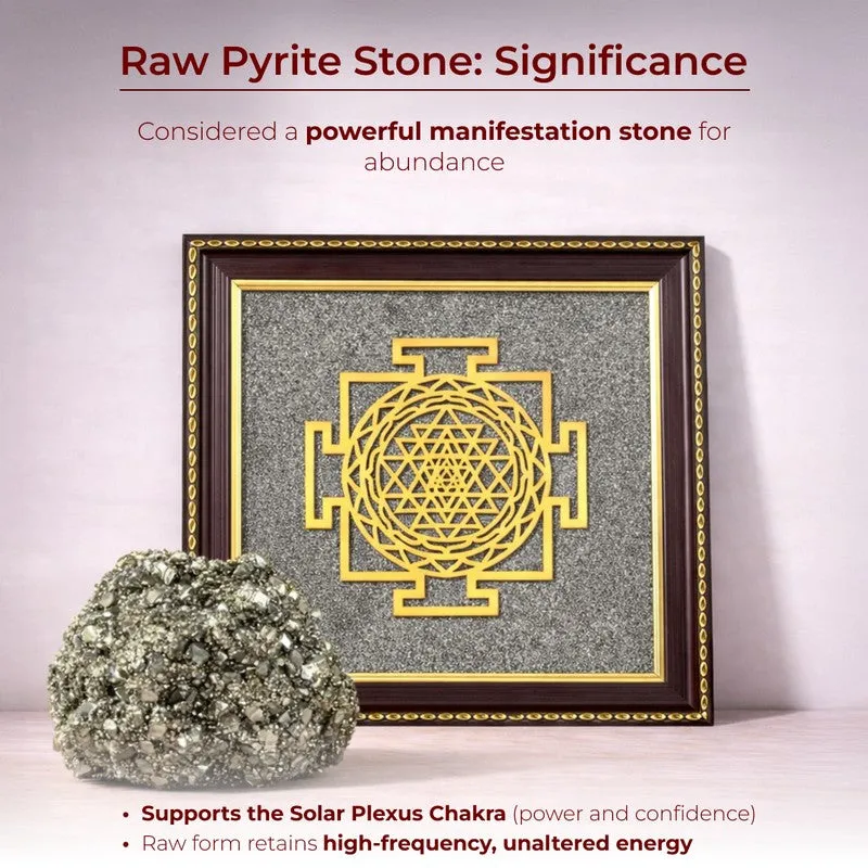 Sri Yantra Divine Pyrite & Wood Wall Art media 9