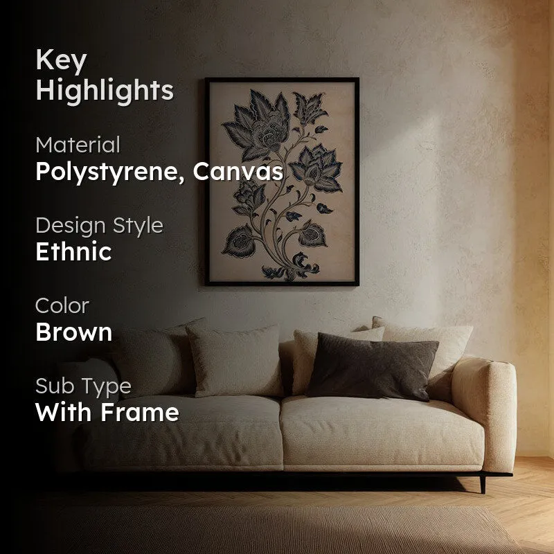 Pallavi Floral Line Art Canvas Wall Painting With Black Frame media 2