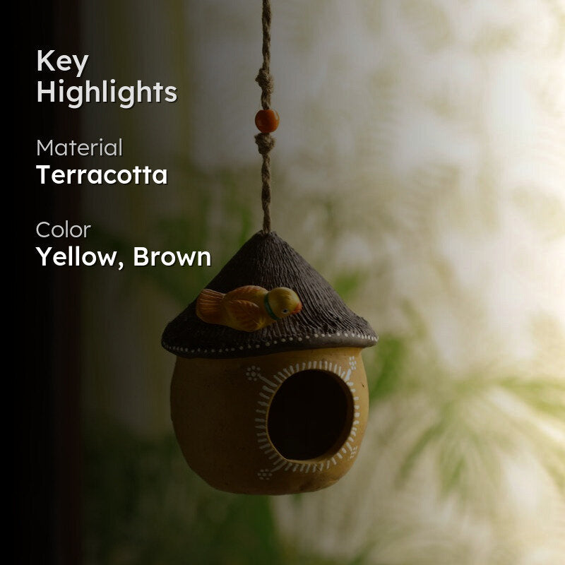 The Perch Pot Handpainted Terracotta Bird House media 2