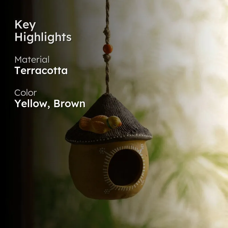 The Perch Pot Handpainted Terracotta Bird House media 2