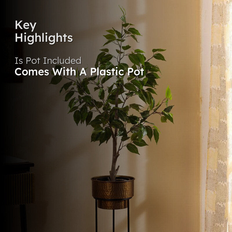 Artificial Realistic Ficus Plant With Black Plastic Pot - 3 Feet media 2