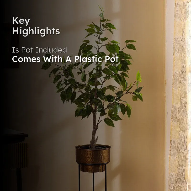 Artificial Realistic Ficus Plant With Black Plastic Pot - 3 Feet media 2
