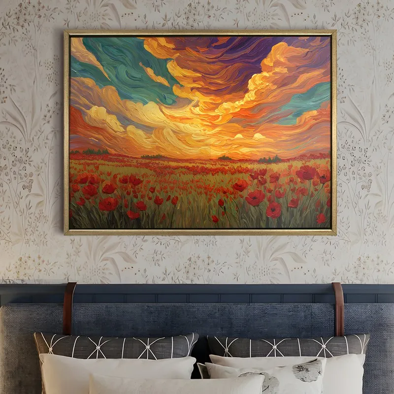 Poppy Horizon Canvas Wall Painting With Frame media 5