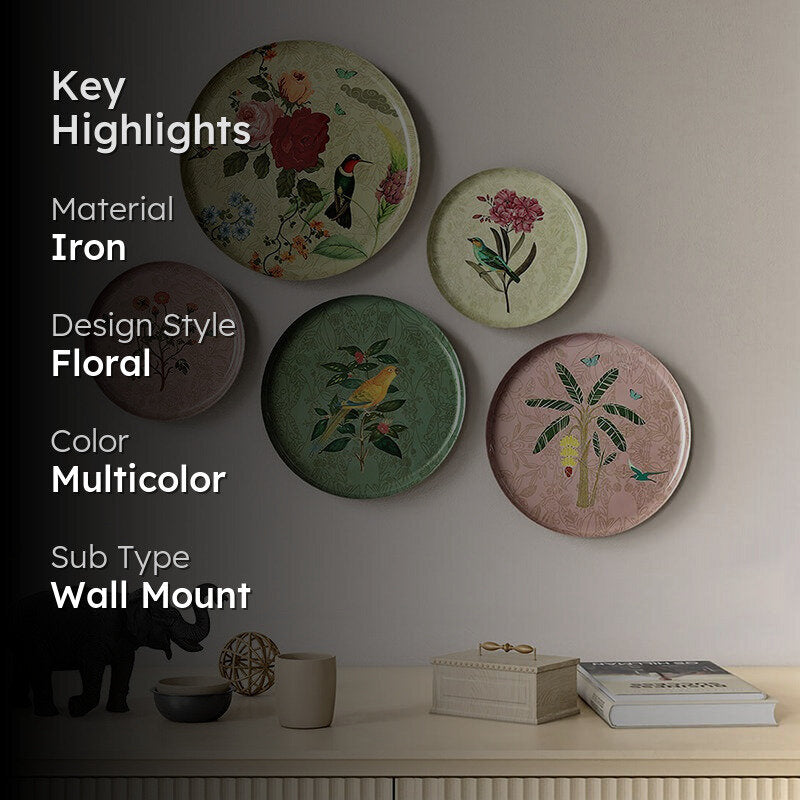 India Circus Victorian Tropics Iron Wall Plate - Set Of Five media 2