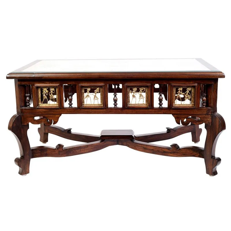 Voila Teak Wood Center Table media 4