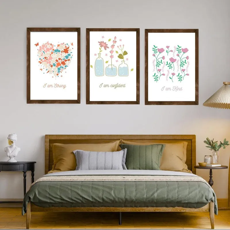 Petal Promises Paper Wall Painting With Frame - Brown media 1