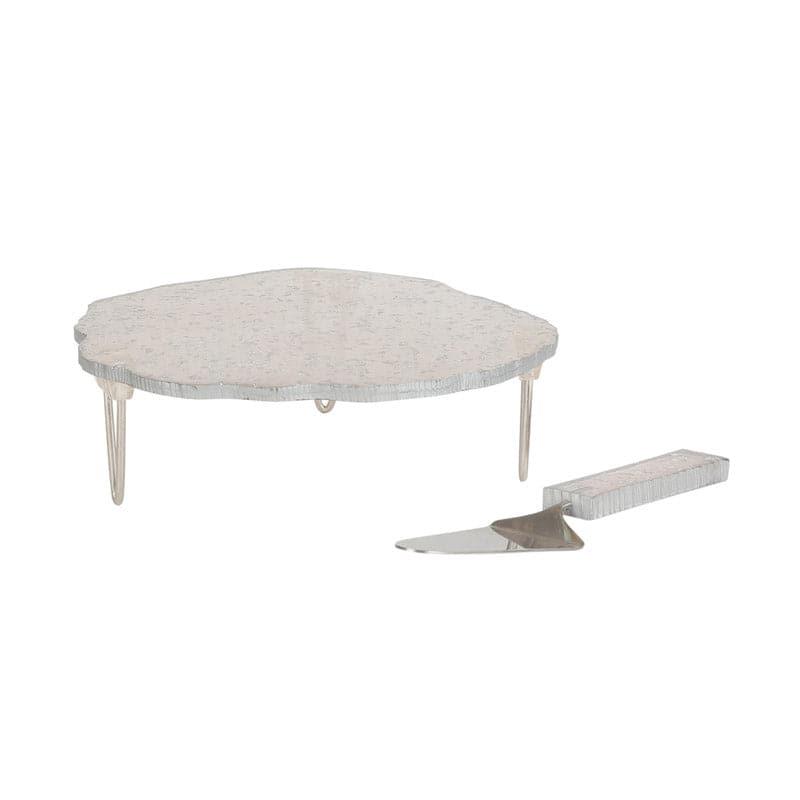 Pritam Resin Cake Platter (Silver) - Set Of Two image 3
