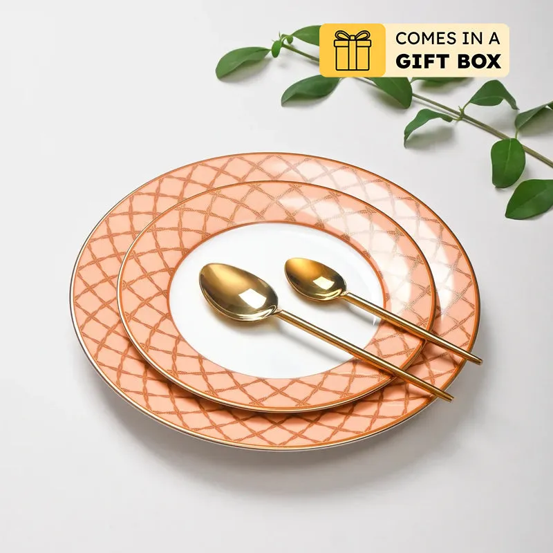 Angel Rope 24k Gold Brushed Porcelain Dinner Set - 21 Piece Set media 1