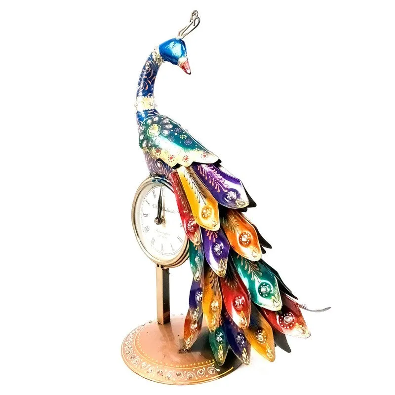 Multicolor Peacock Iron Table Clock media 6