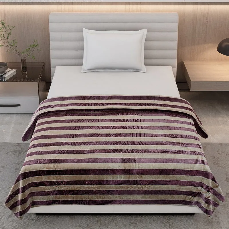 Monte Carlo Strivon Bold Stripes Polyester Blanket (Brown) - 300 GSM media 3