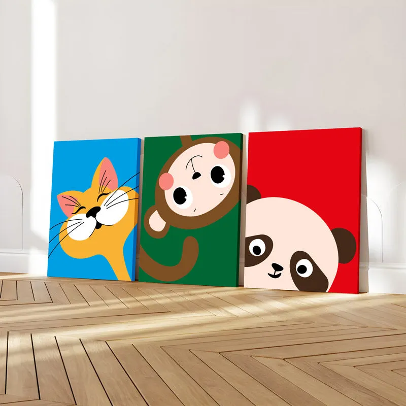 Jungle Cartoon Canvas Wall Art - Set Of Three media 4