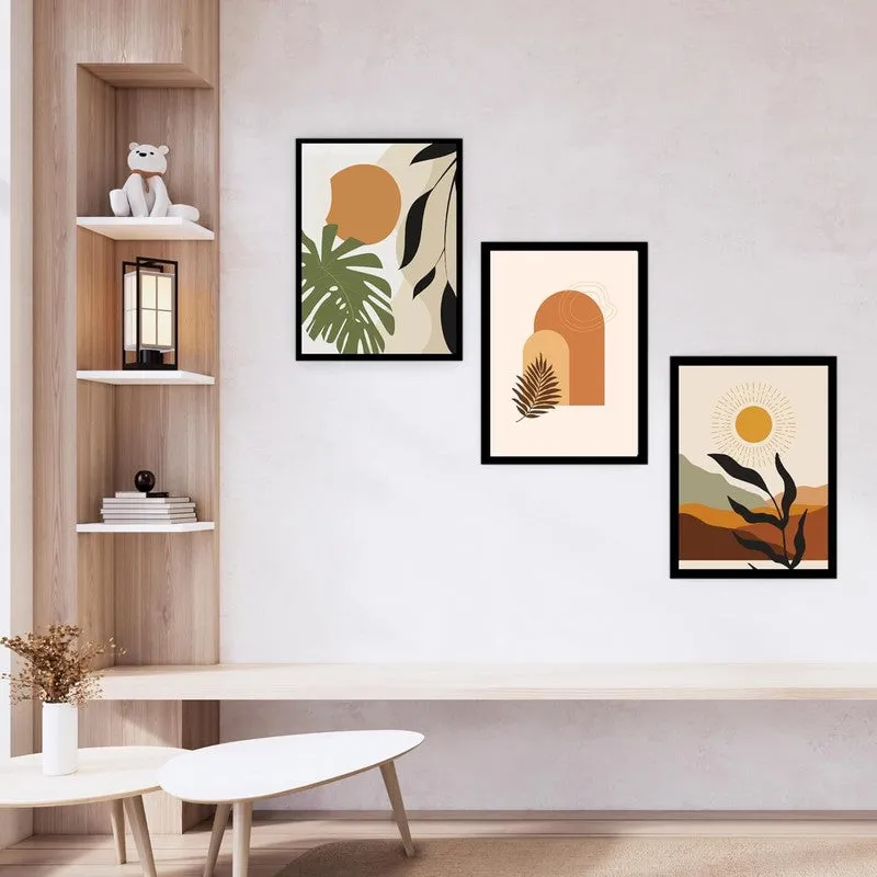 Earthy Aura Paper Wall Painting With Frame - Black media 4