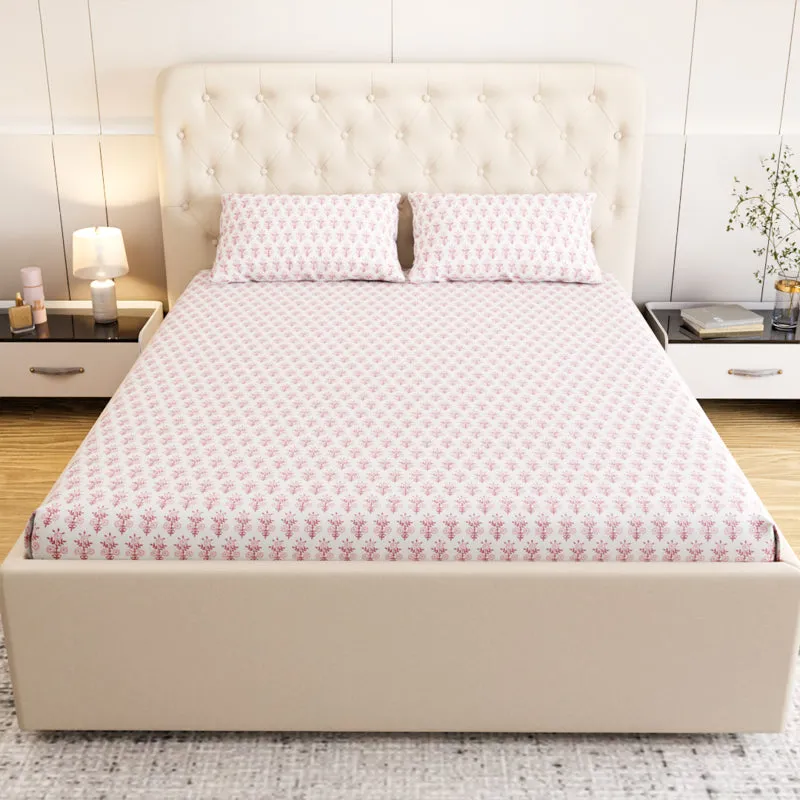 Bloom Ethnic Cotton Bedsheet (Pink) - 180 TC media 4