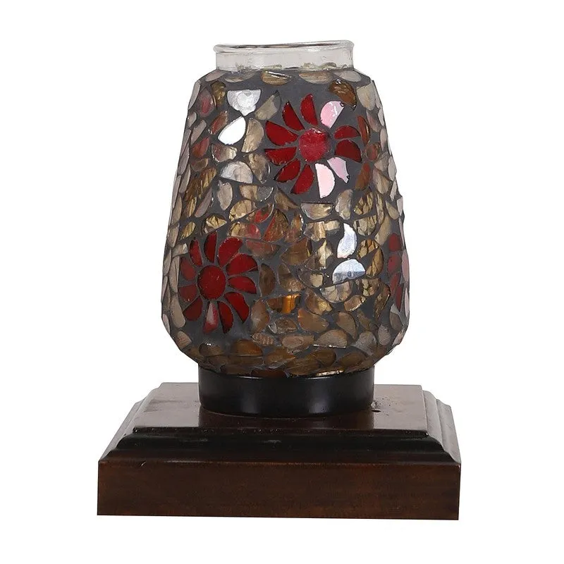 Lumivora Mosaic Glass Table Lamp With Wooden Base - Multicolor media 6