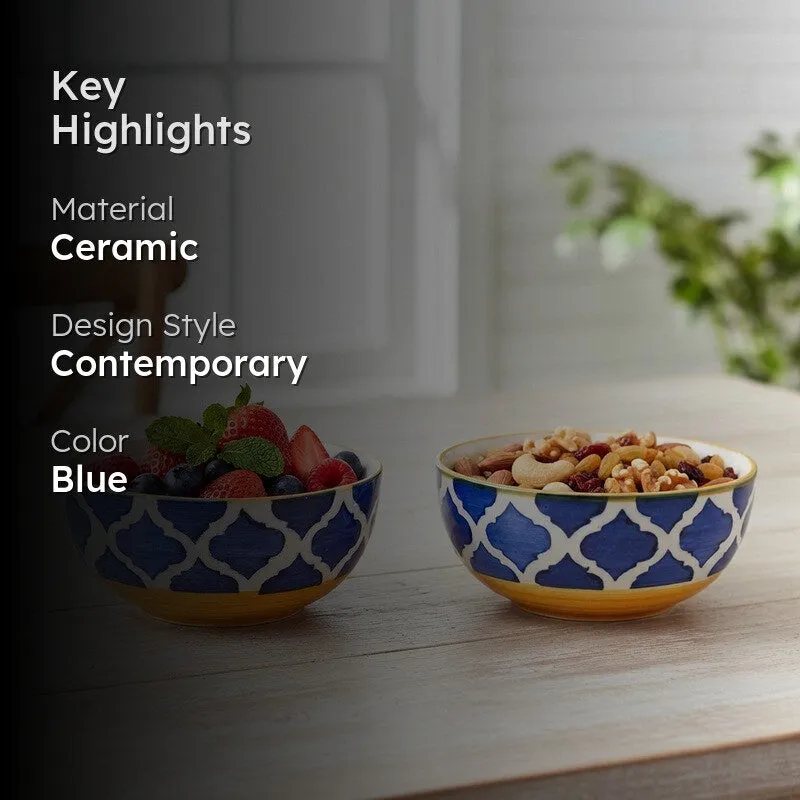 PetalEdge Ceramic Snack Bowls (Blue, 200 mL Each) - Set Of Two media 2