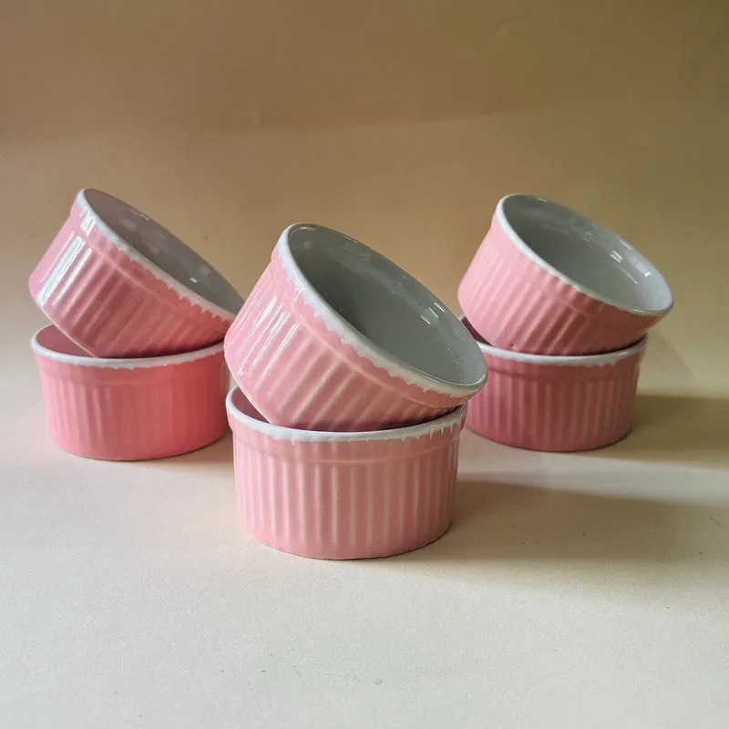 Ceramic Dessert Bowls (Pink,150 mL Each) - Set Of Six media 3