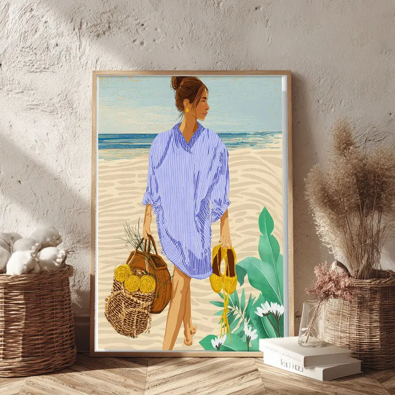 Coastal Escape Canvas Wall Painting - Brown Frame media 3