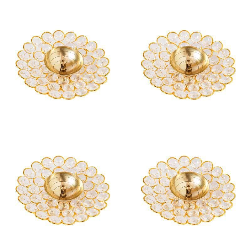 White Petals Diya - Set Of Four media 3