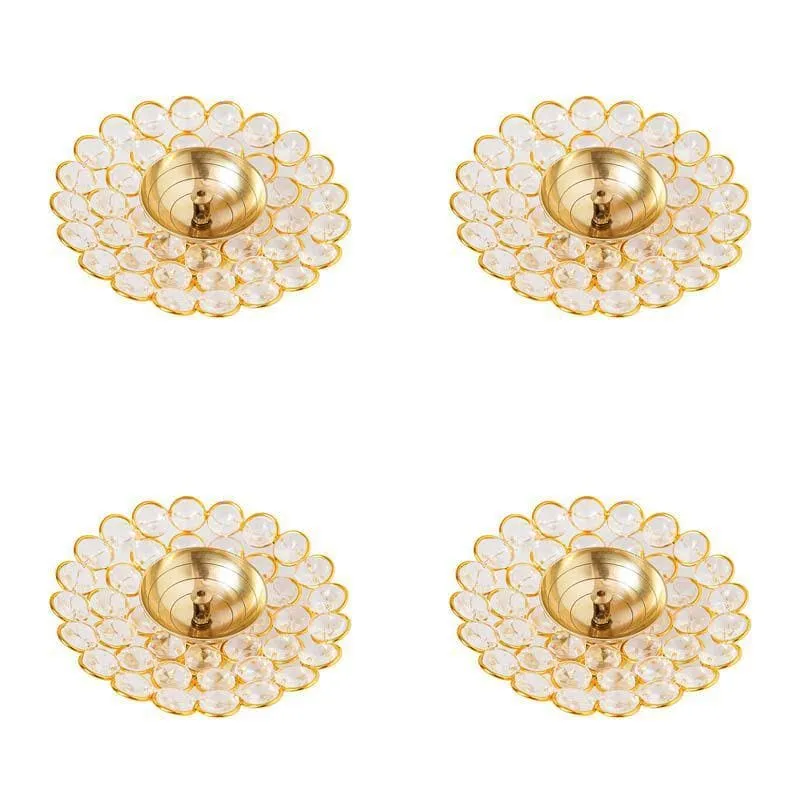 White Petals Diya - Set Of Four media 3