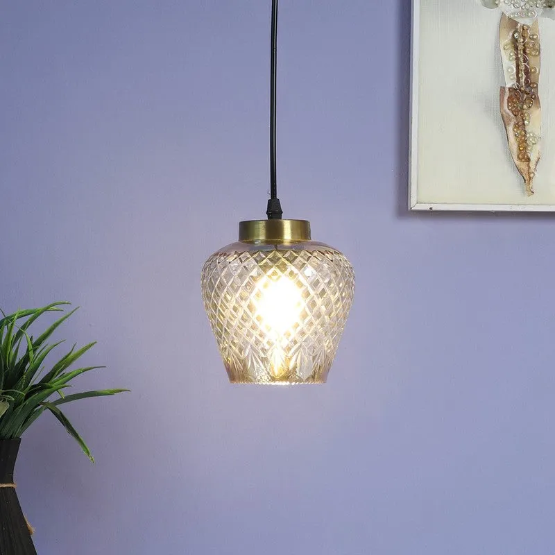Crystal Bloom Texured Pendant Glass Ceiling Lamp media 1
