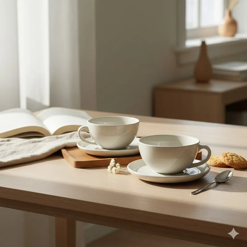 Lunar Brew Cup & Saucer (240 Ml) - Four Piece Set media 1