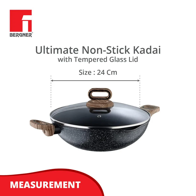 Bergner Ultimate Marble Non-Stick Kadhai With Lid - 2000 mL media 8