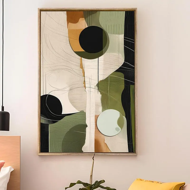 Desert Olive Canvas Abstract Wall Art With Frame media 5
