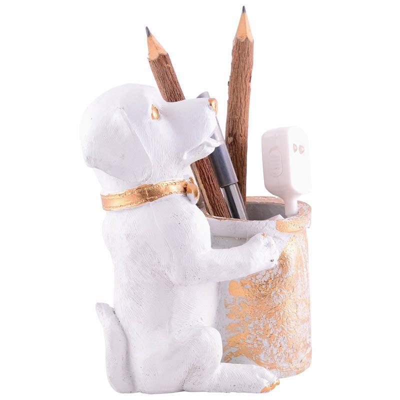 Pen Pal Puppy Painted Polyresin Pen Stand - White media 3