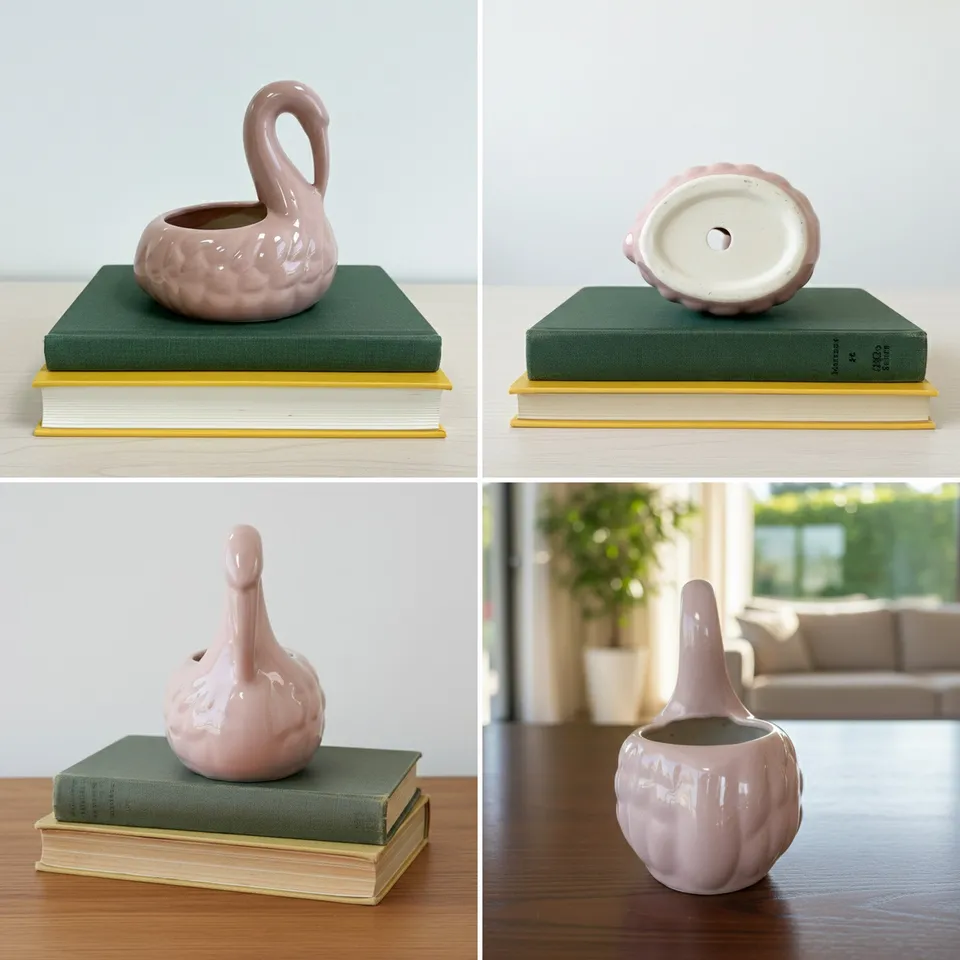 Petal Swan Ceramic Vase - Pink media 8