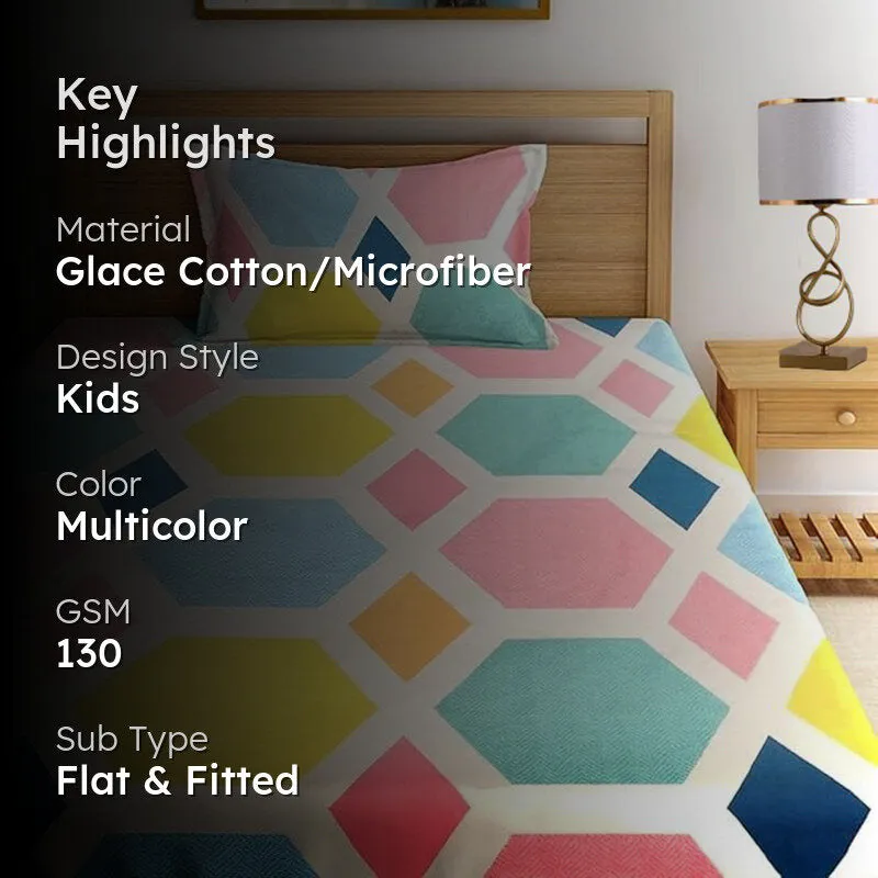 Agnes Geometric Microfiber Bedsheet (Multicolor) - 130 GSM media 2