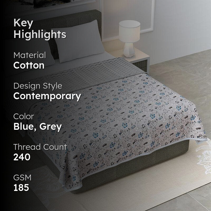 Abhi Cotton Cotton Dohar (Blue & Grey)  - 185 GSM media 2