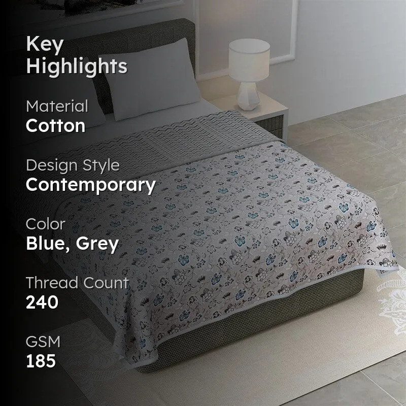 Abhi Cotton Cotton Dohar (Blue & Grey)  - 185 GSM media 2