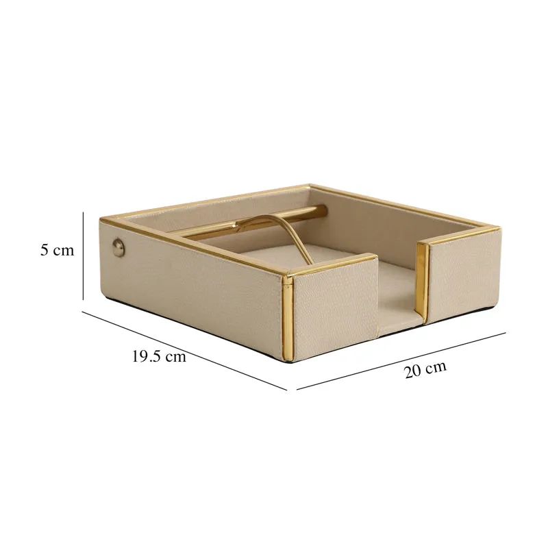 Roho Leather Tissue Holder - Beige media 6