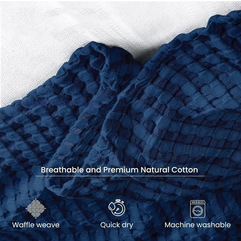 Urban Space Waffle Cotton Blanket (Navy) - 250 GSM media 5