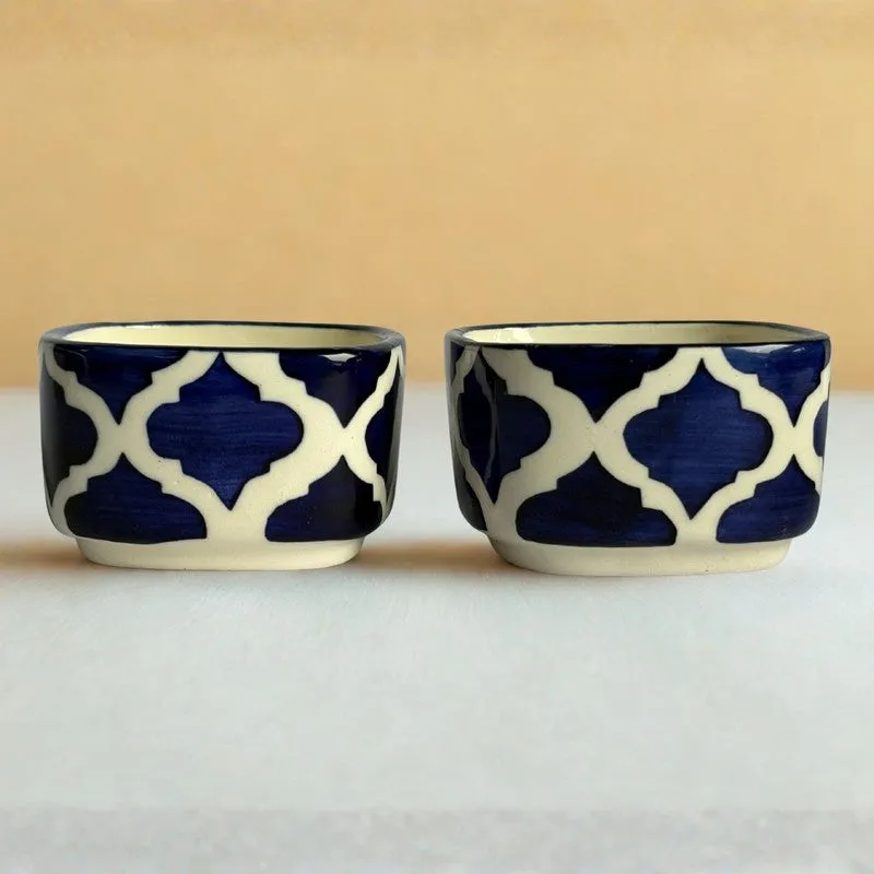 lanix Ceramic Dip Bowls (Blue,White ,50 mL Each) - Set Of Two media 5