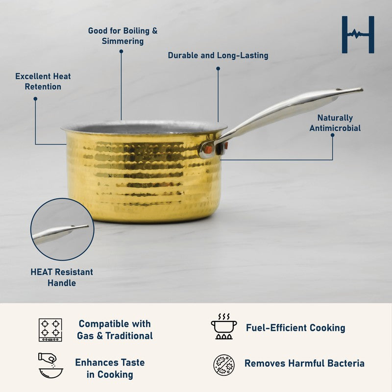 AurumCook Glossy Brass Saucepan - 1400 ML media 10