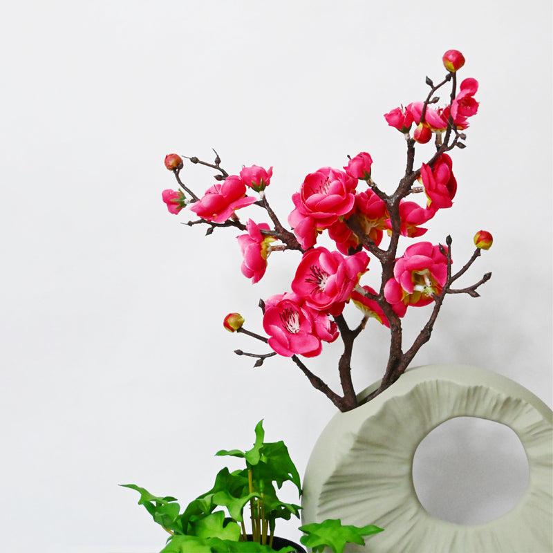 Artificial Plum Blossom Flower Stick (Pink) - Set of Two media 4