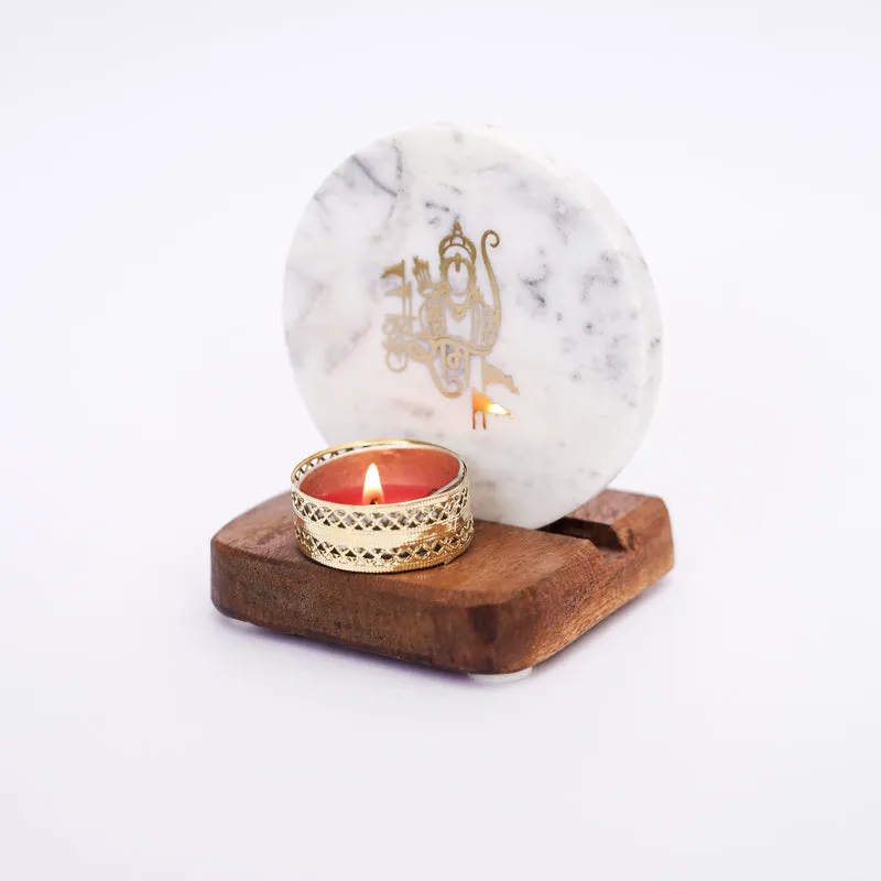 Jai Shree Ram Marble Religious Accent With Tealight Candle Holder media 5