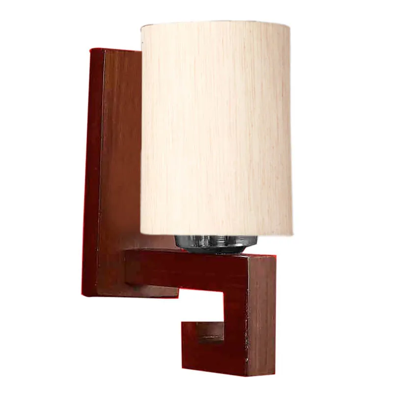 Milky Cylindrical Wooden Wall Lamp media 5