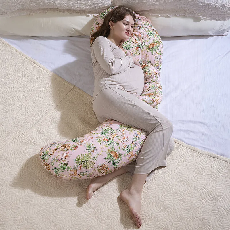 Villette Cotton L Maternity Pillow With Polyester Filling - Pink,Green media 7