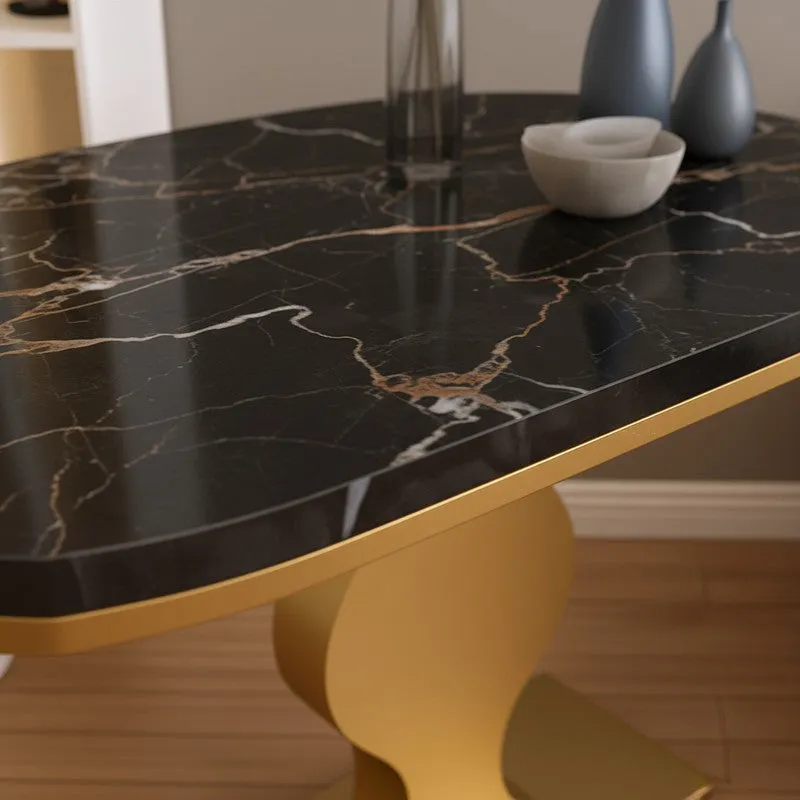 Curvy Metal Console Table with Marble Top (Gold) - Medium media 3