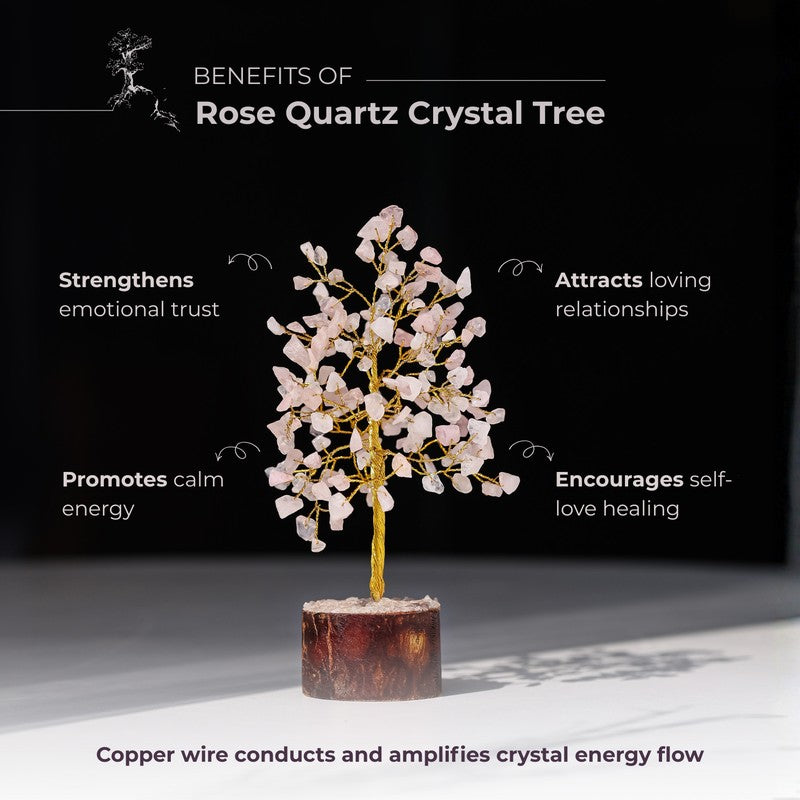Love Rose Quartz Gemstone Tree Decorative Showpiece media 8