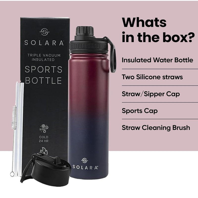 Solara Insulated Stainless Steel Bottle (650 mL) - Blue,Red media 6