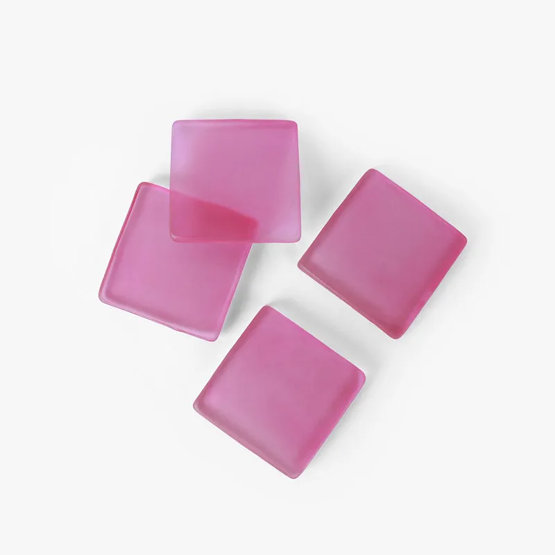 Glossy Square Glass Coaster (Pink) - Set Of Four media 6