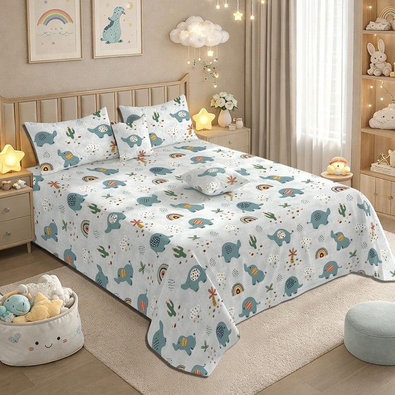 Baby Elephant GlaceCotton Kids Bedding Set (180 GSM) - Five Piece Set