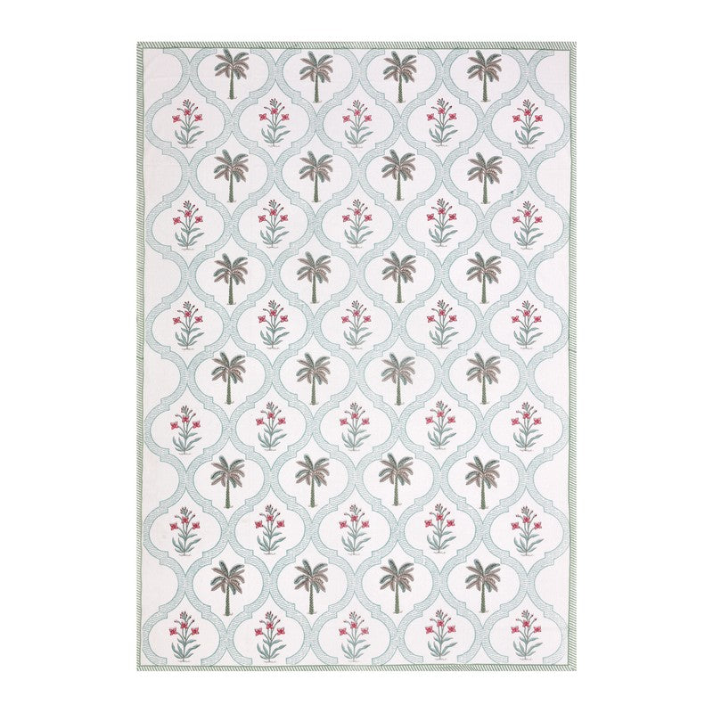 Haveli Block Cotton Bedsheet (Green,Pink) - 180 TC media 4