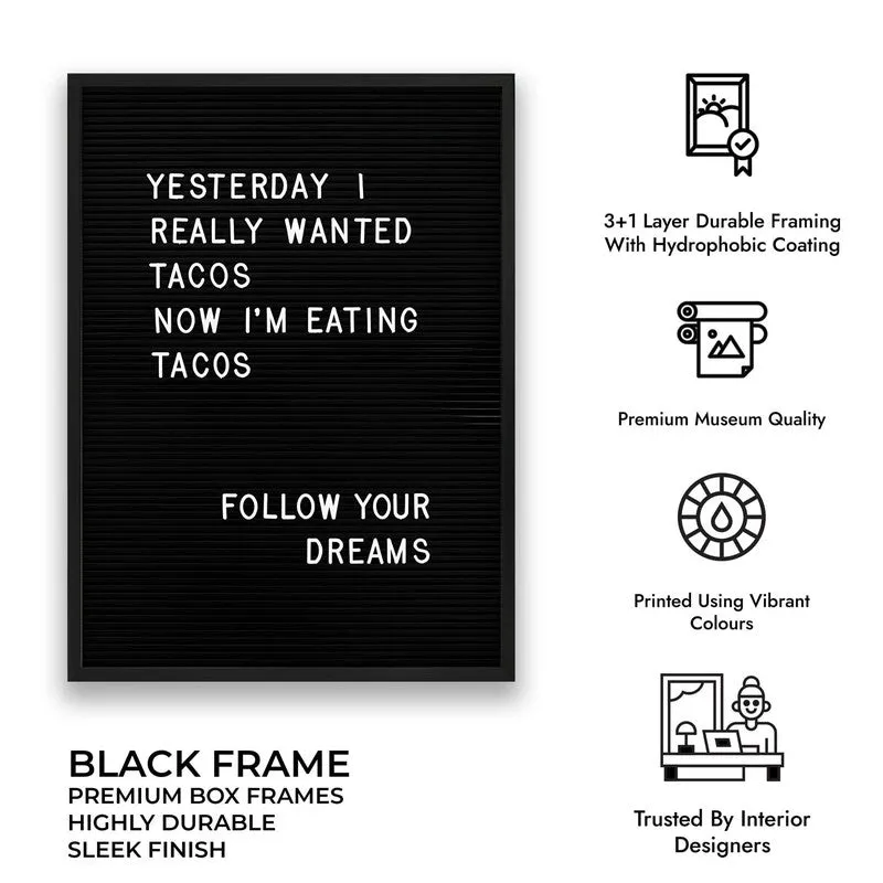 Taco Letters Archival Canvas Wall Art - Black media 10