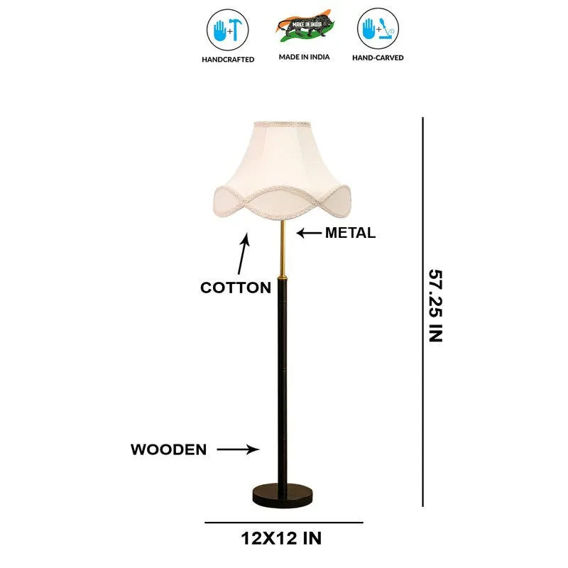 Bronze Arc Wooden Floor Lamp - White media 9