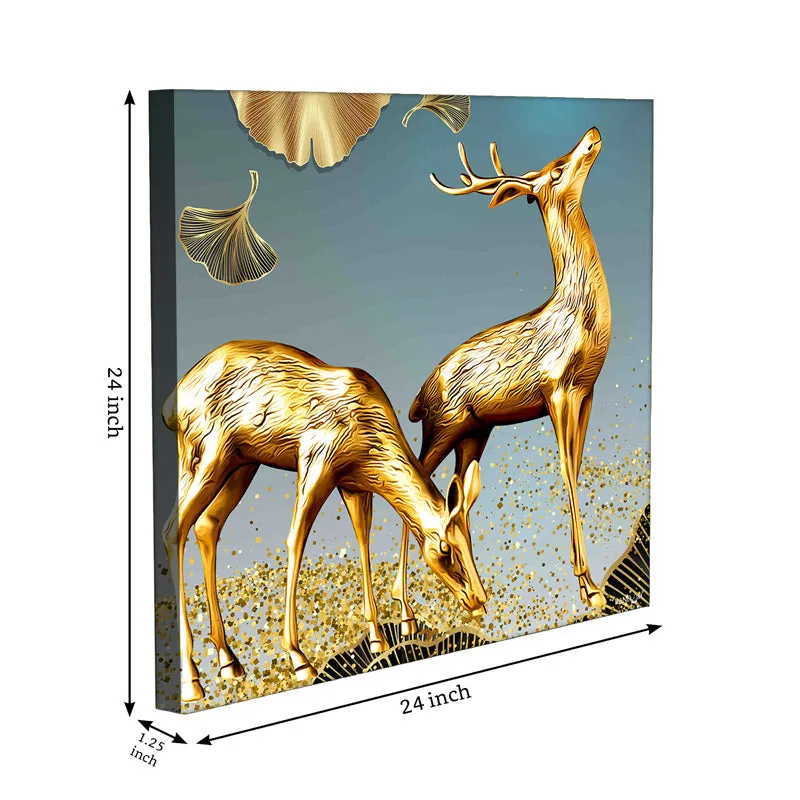 Golden Stags Canvas Wall Painting media 8